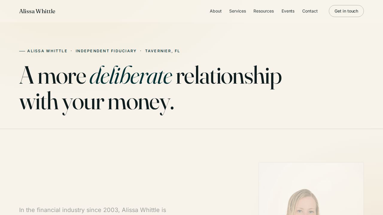 Alissa Whittle — Independent fiduciary website for the Upper Keys. Clean, personal, and built for trust — LPL Financial affiliated.